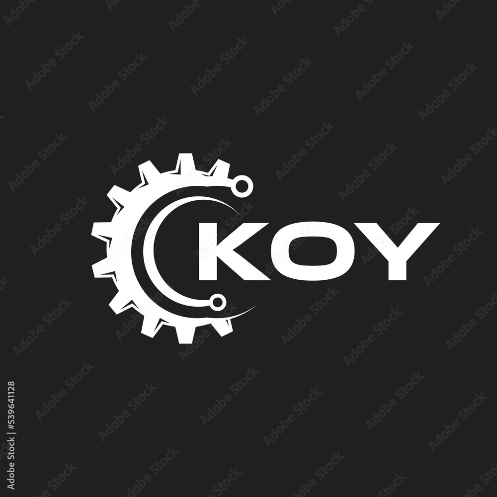 Obraz premium KOY letter technology logo design on black background. KOY creative initials letter IT logo concept. KOY setting shape design. 