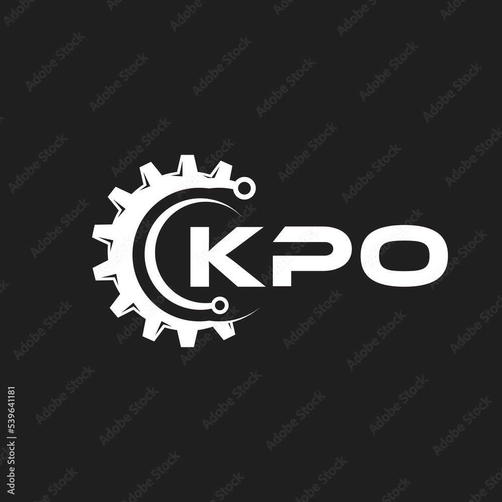 KPO letter technology logo design on black background. KPO creative initials letter IT logo concept. KPO setting shape design.

