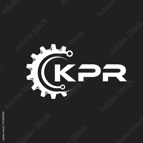 KPR letter technology logo design on black background. KPR creative initials letter IT logo concept. KPR setting shape design.
 photo
