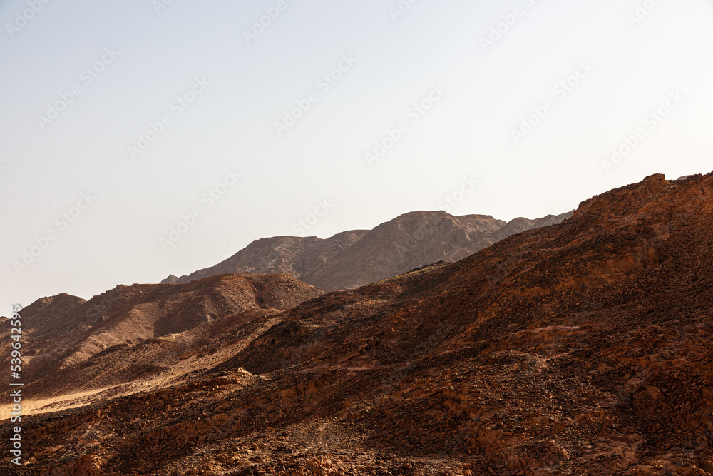 View to Sinai desert with empty blue sky