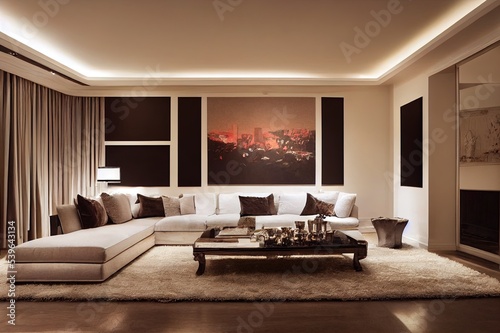 Luxury and bright living room interior design © 2rogan