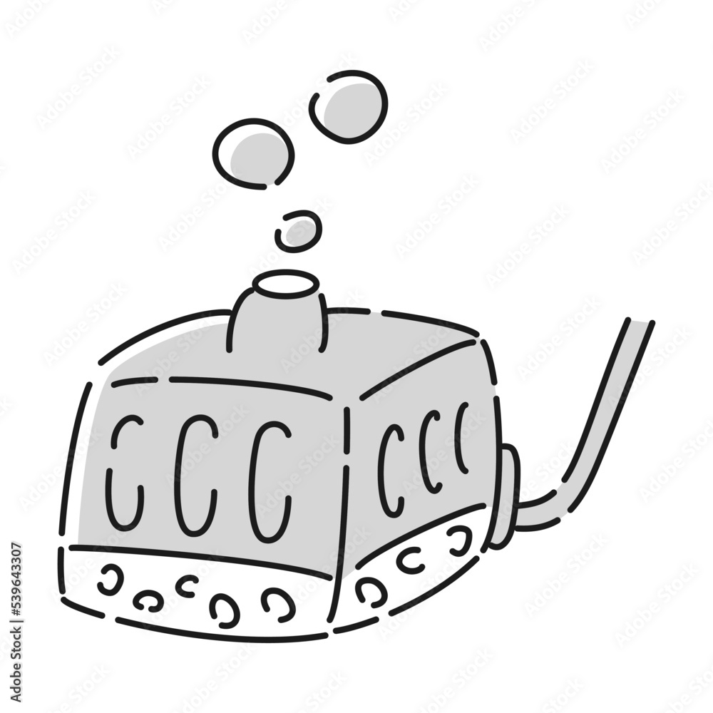 Obraz premium 水槽用水中フィルター（投げ込み式ろ過フィルター）のイラスト（白黒）