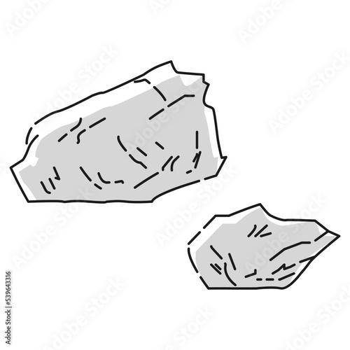 岩石のイラスト（白黒）