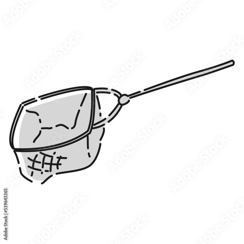 すくい網のイラスト（白黒）