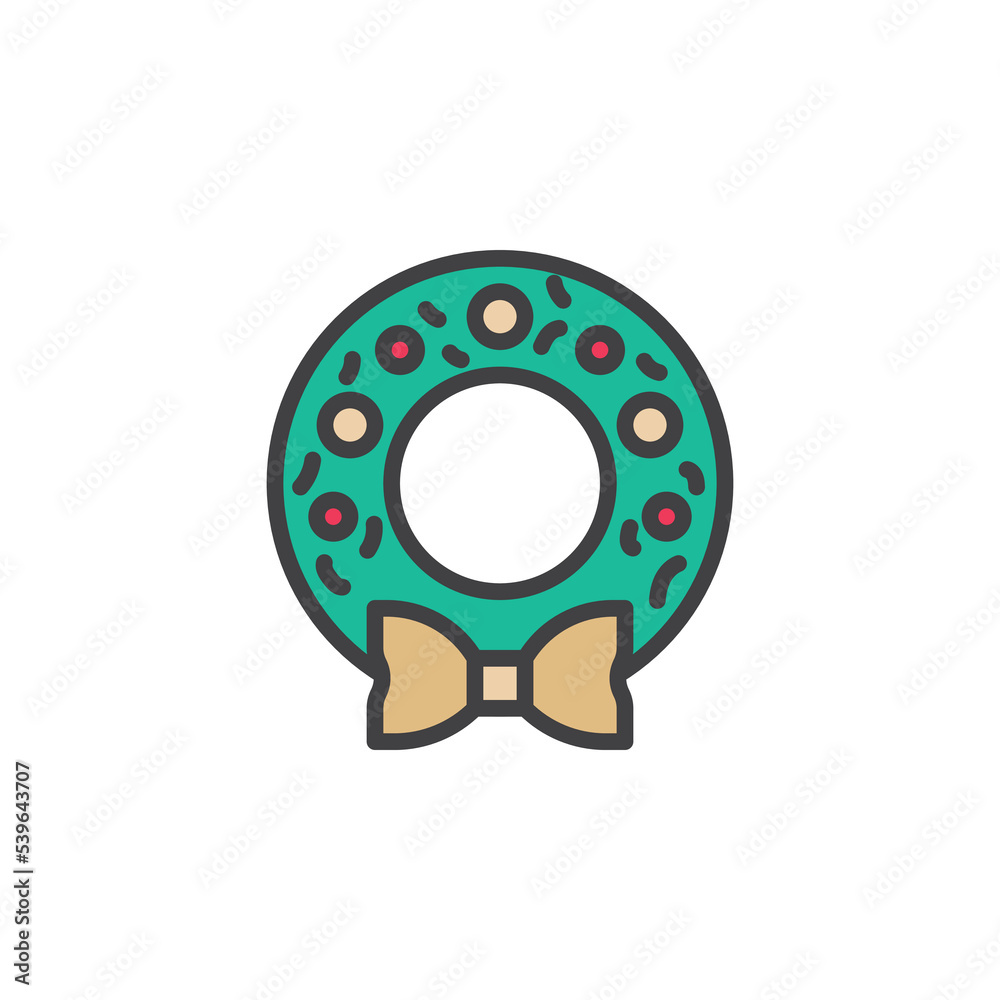 Christmas wreath filled outline icon