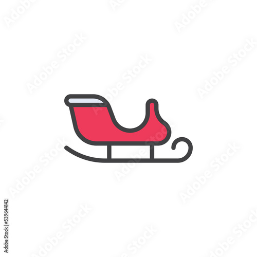 Santa sleigh filled outline icon
