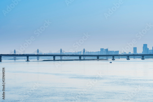Yangtze River Bridge and its beautiful scenery in China © gjp311