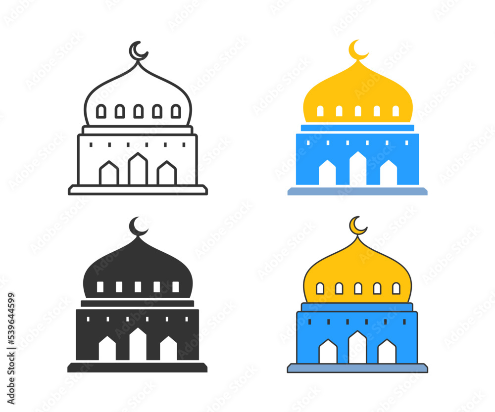 Islamic mosque icon. Vector illustration isolated on white background.