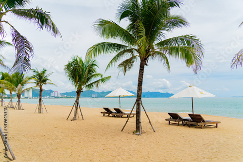 The beach of an Asian resort. Filmed in October in Nha Trang, Vietnam. 