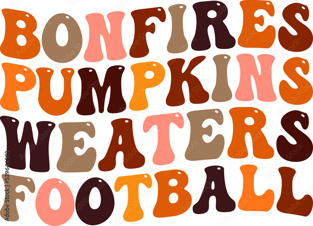 Bonfires Pumpkins Sweaters Football Shirt, Bonfires Pumpkins Sweaters Football PNG, Pumpkin Season, Fall T-shirt, Fall Vibes, Wavy Stacked