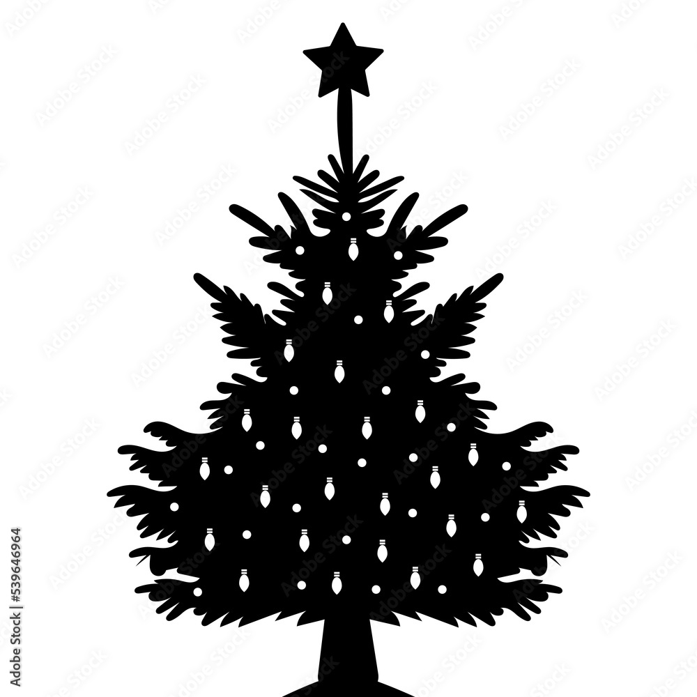 christmas tree black silhouette design isolated vector