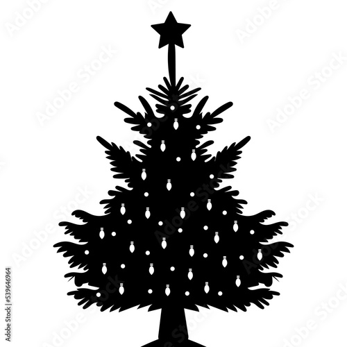 christmas tree black silhouette design isolated vector