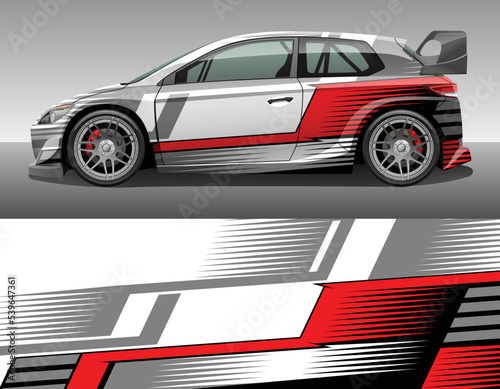 Car wrap vinyl racing decal ornament. Abstract geometric striped sport background design print template. Vector illustration.