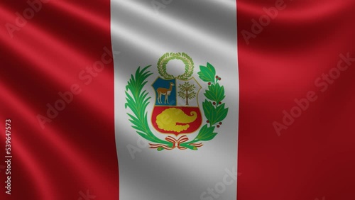 Peruvian flag in the wind close-up, the national flag of Peru flutters in 3d, in 4k resolution. High quality 4k footage photo