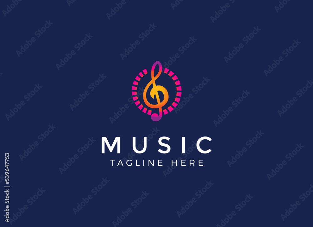 Simple Music and audio wave logo design template.