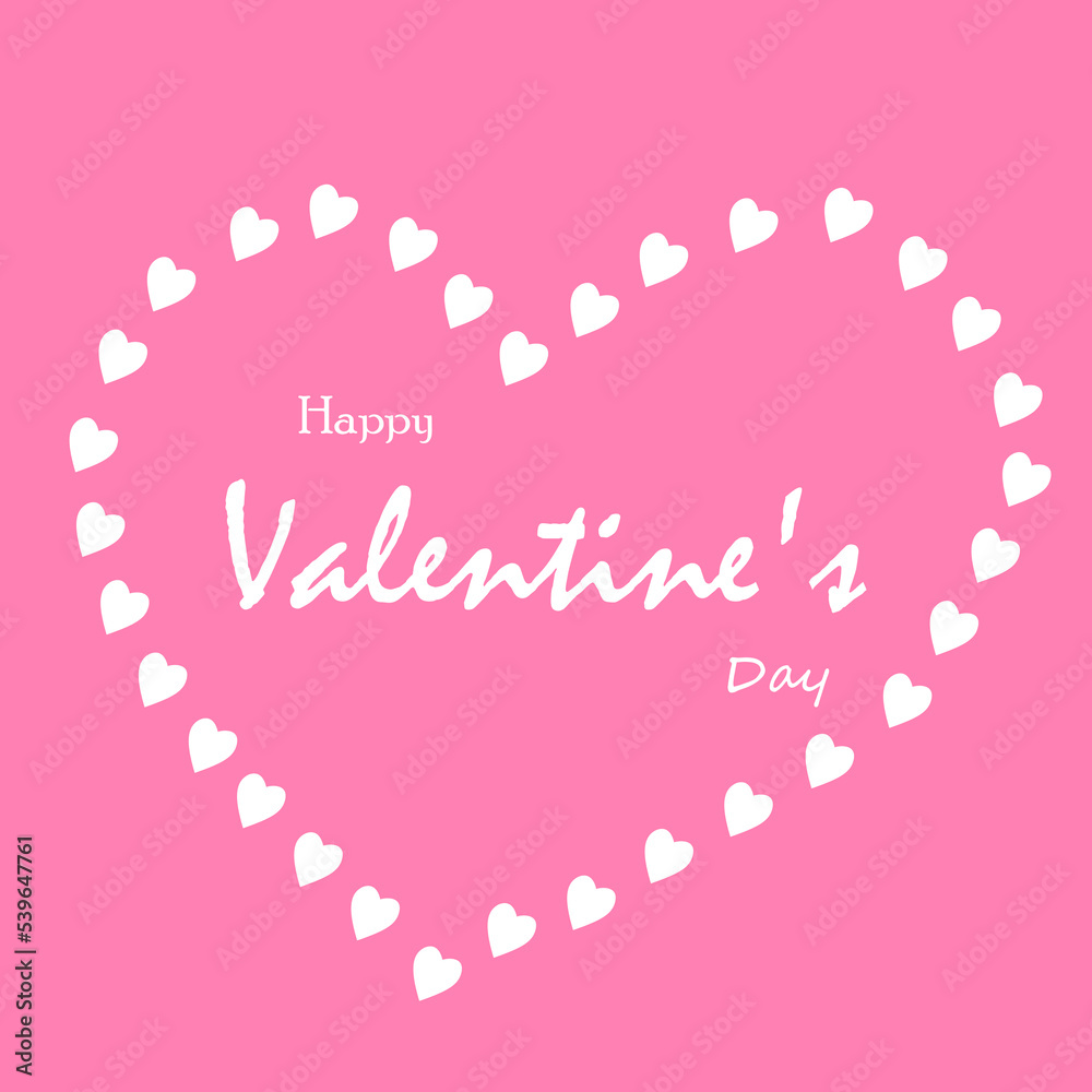 Happy Valentine's Day Text. The letters on the pink background. Design for Valentine's day festival. Vector illustration.