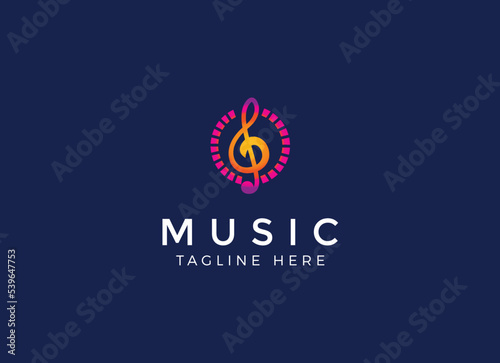 Simple Music and audio wave logo design template.