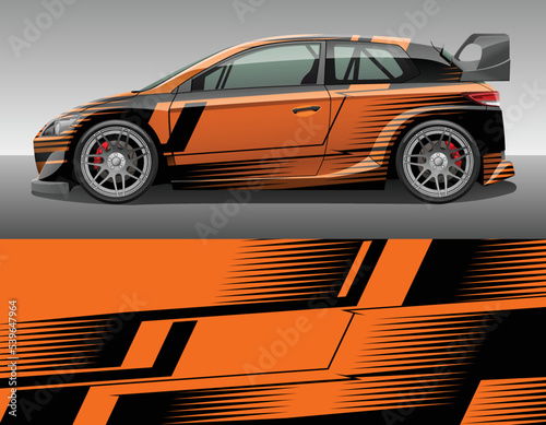 Car wrap vinyl racing decal ornament. Abstract geometric striped sport background design print template. Vector illustration.