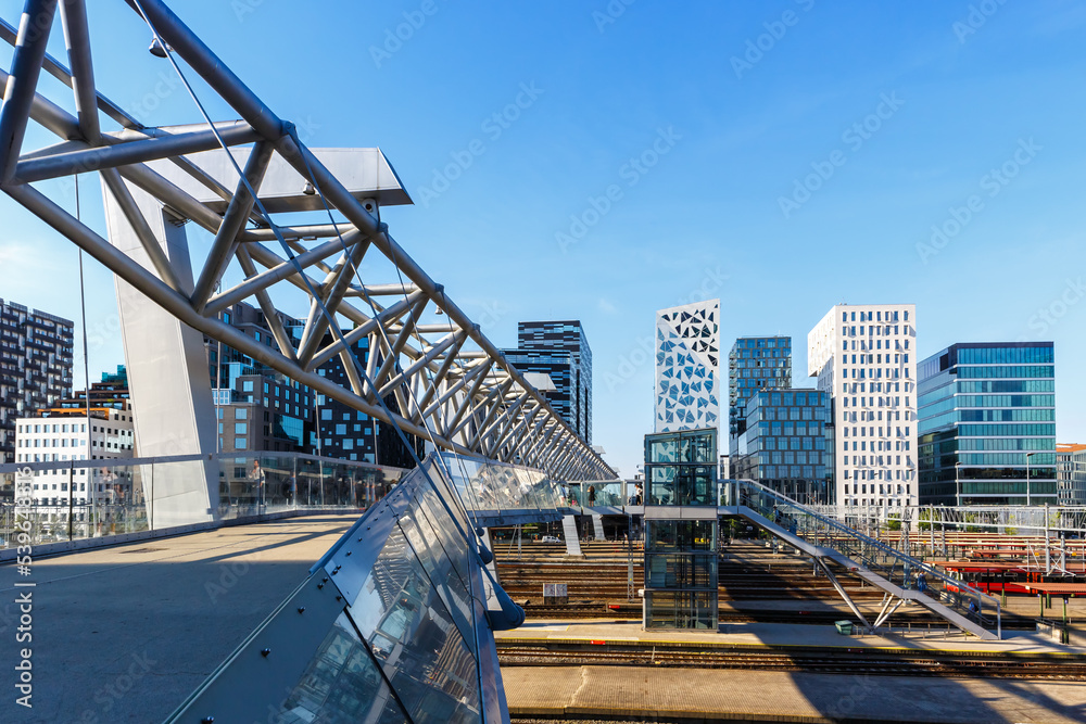 Oslo skyline modern city architecture buildings with a bridge at Barcode District in Norway Oslo skyline modern city architecture buildings with a bridge at Barcode District in Norway