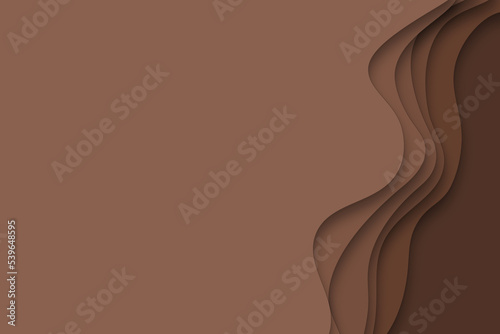 Modern chocolate brown 3d paper cut background with free space