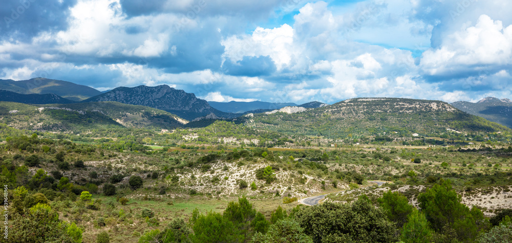 Panorama landscape of cevennes mountain - occitanie in France