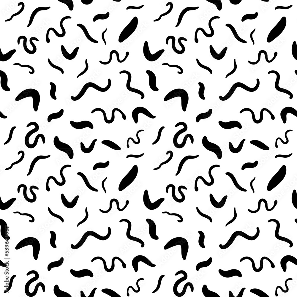 Parasitic Worms vector seamless background - Helminth Pattern