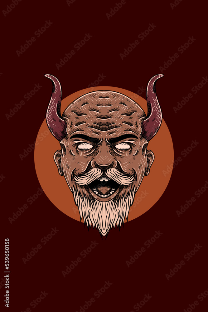 Fototapeta premium Horned viking head vector illustration
