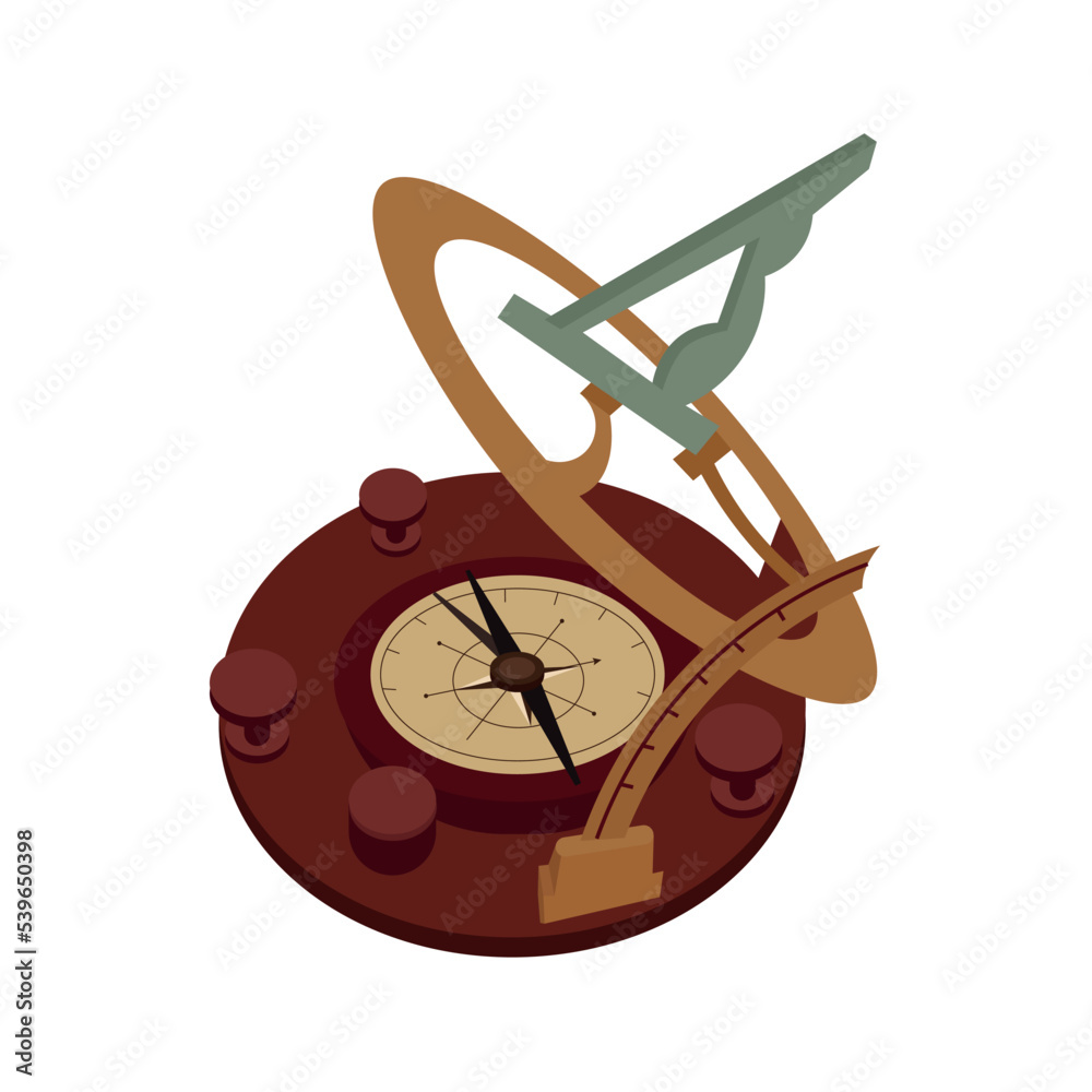 Disassembled compass, illustration, vector, cartoon