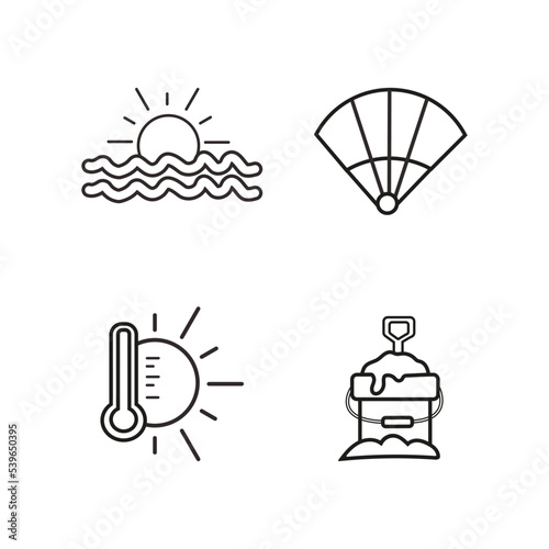 Continuous line drawing. Sea beach summer vacation concept, Summer background illustration for template elements collection