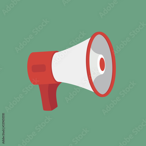 Horn red and white, loudspeaker, illustration