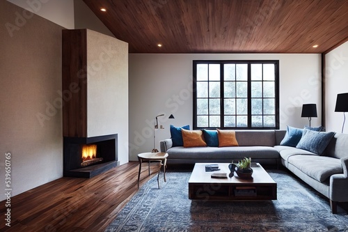 Nicely staged home with warm wood tones and blue accents