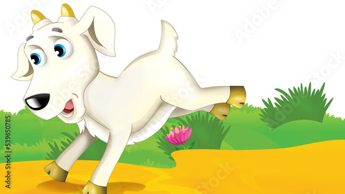 cartoon farm scene with goat illustration