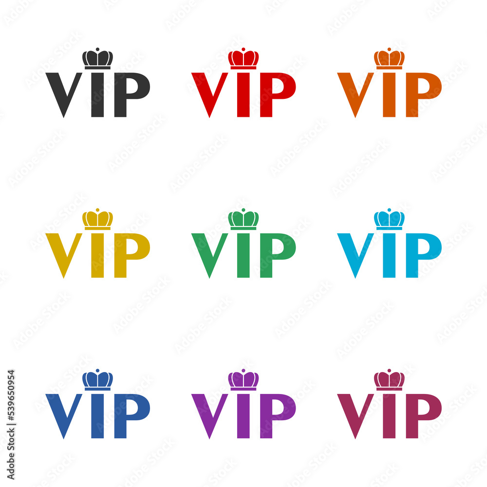 VIP crown icon isolated on white background. Set icons colorful VIP crown icon isolated on white background. Set icons colorful