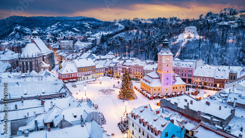 Brasov, Romania - Winter Christmas landscape in Transylvania