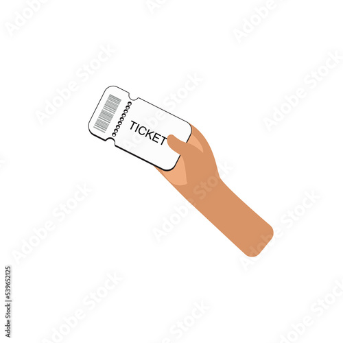 The hands of the person holding the tickets. Isolated illustration on a yellow background. Template for the design.