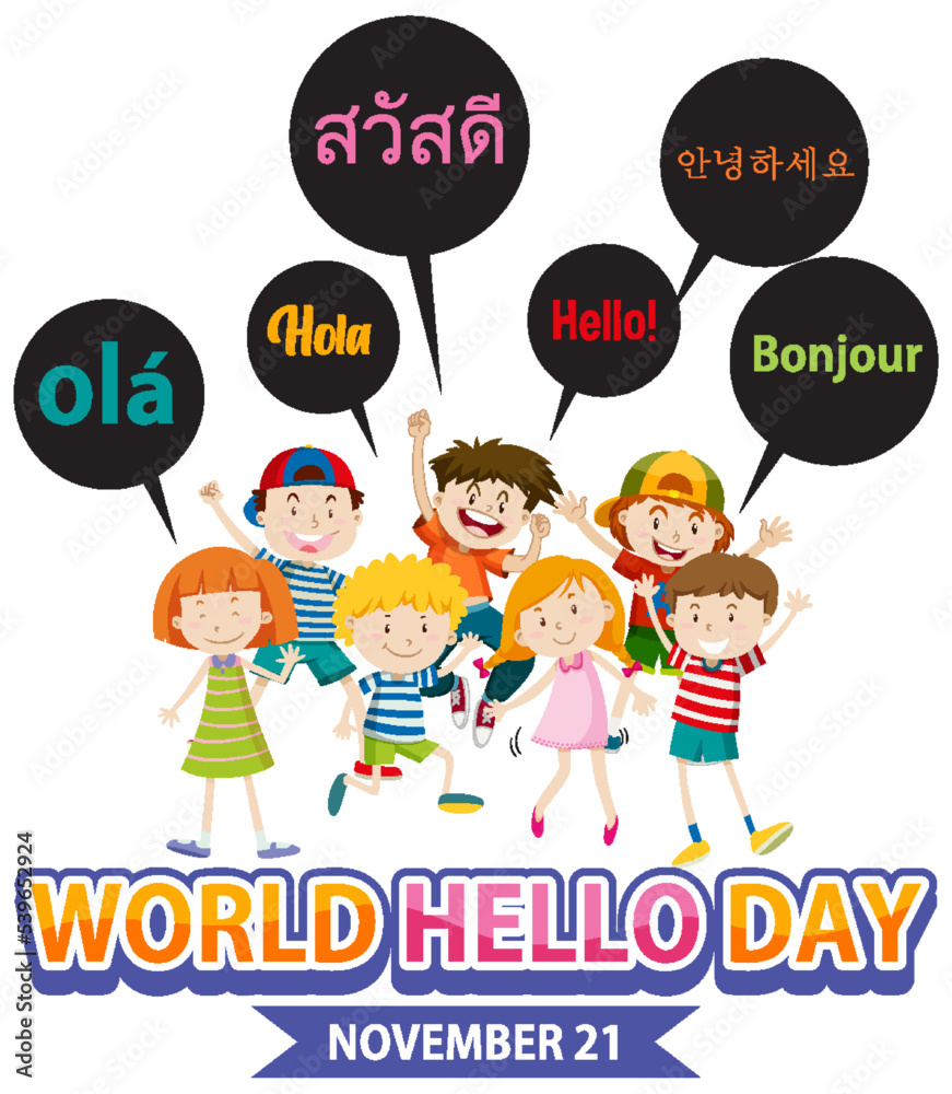 World hello day banner design World hello day banner design
