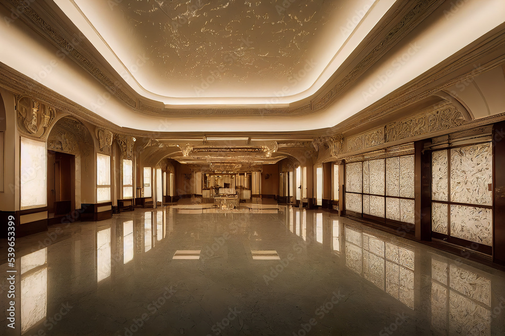 luxury art deco hotel lobby interior