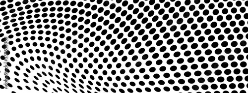 Abstract halfton texture in black and white. A chaotic pattern of dots on a white background. Vector modern optical texture of pop art for posters, business cards, covers, label layouts, stickers