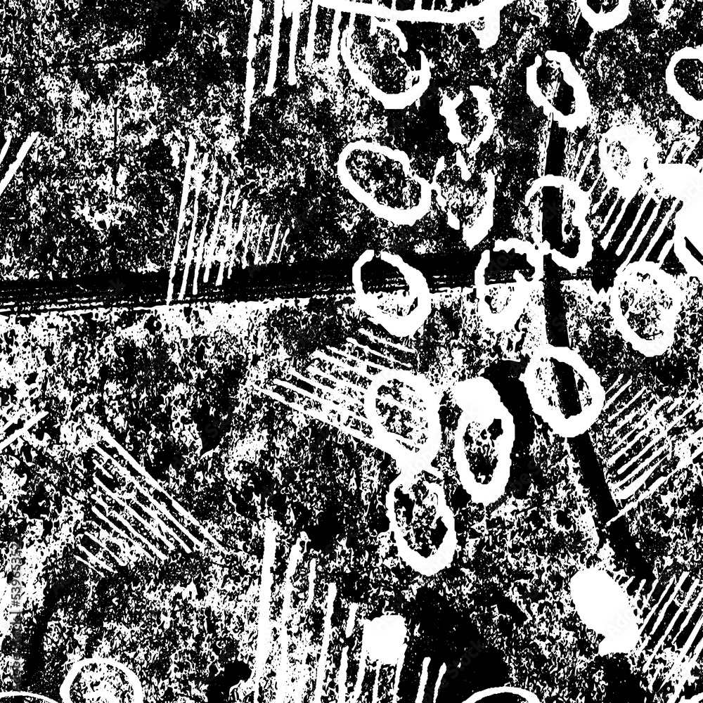 Obraz premium Black and white grunge. Abstract chalk strokes on a blackboard. Vector monochrome graphics. Pattern of dust, chips, destruction, dirt. Chaotic horror background