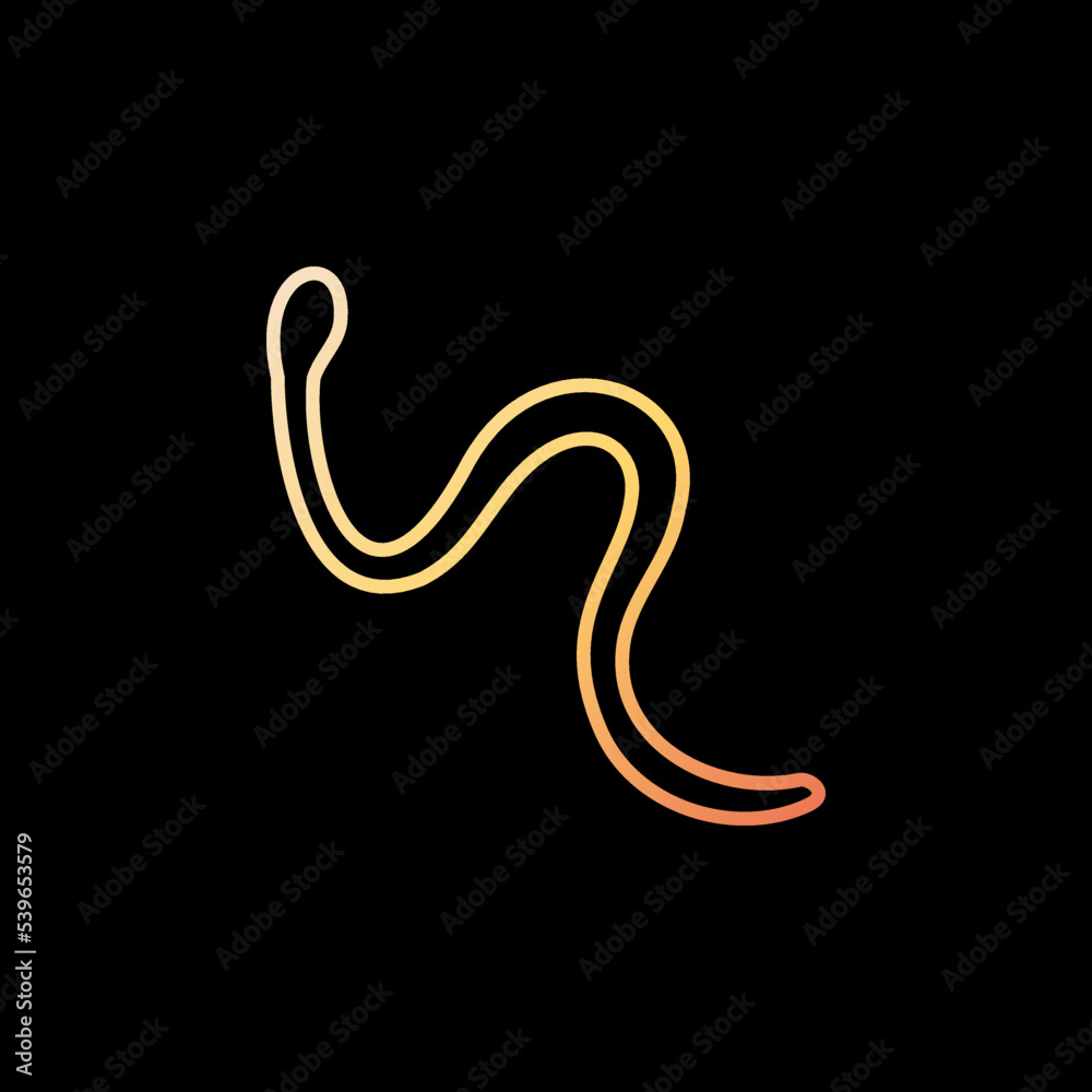 Roundworms vector concept yellow icon in thin line style