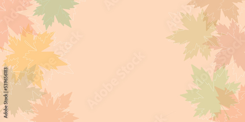 Pastel variegated foliage background. Maple leaves backdrop. Autumn or fall leaves and thanksgiving day concept. copy space for the text. illustration paper cut design style.