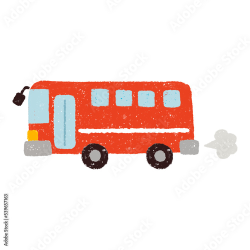 手描きのバス 赤色