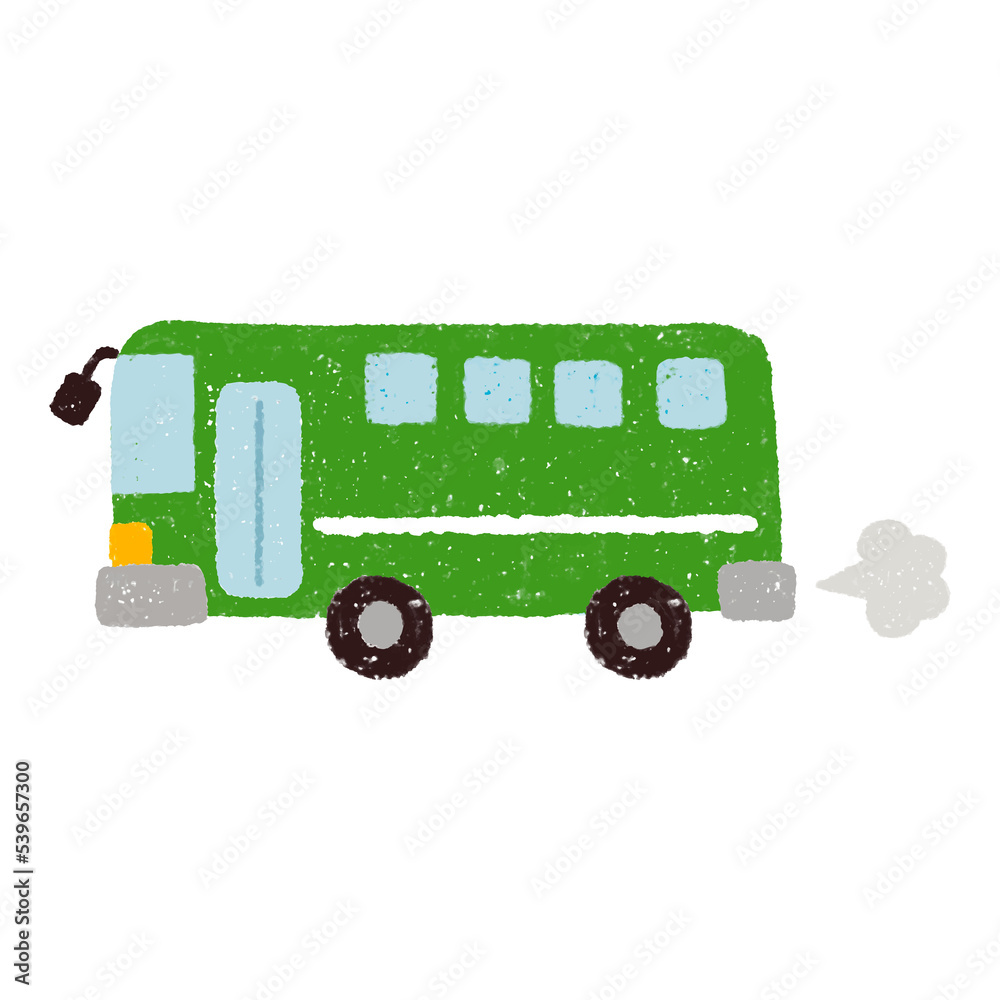 手描きのバス　緑色　PNG - obrazy, fototapety, plakaty 