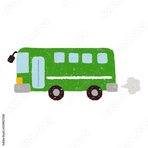 手描きのバス 緑色 PNG