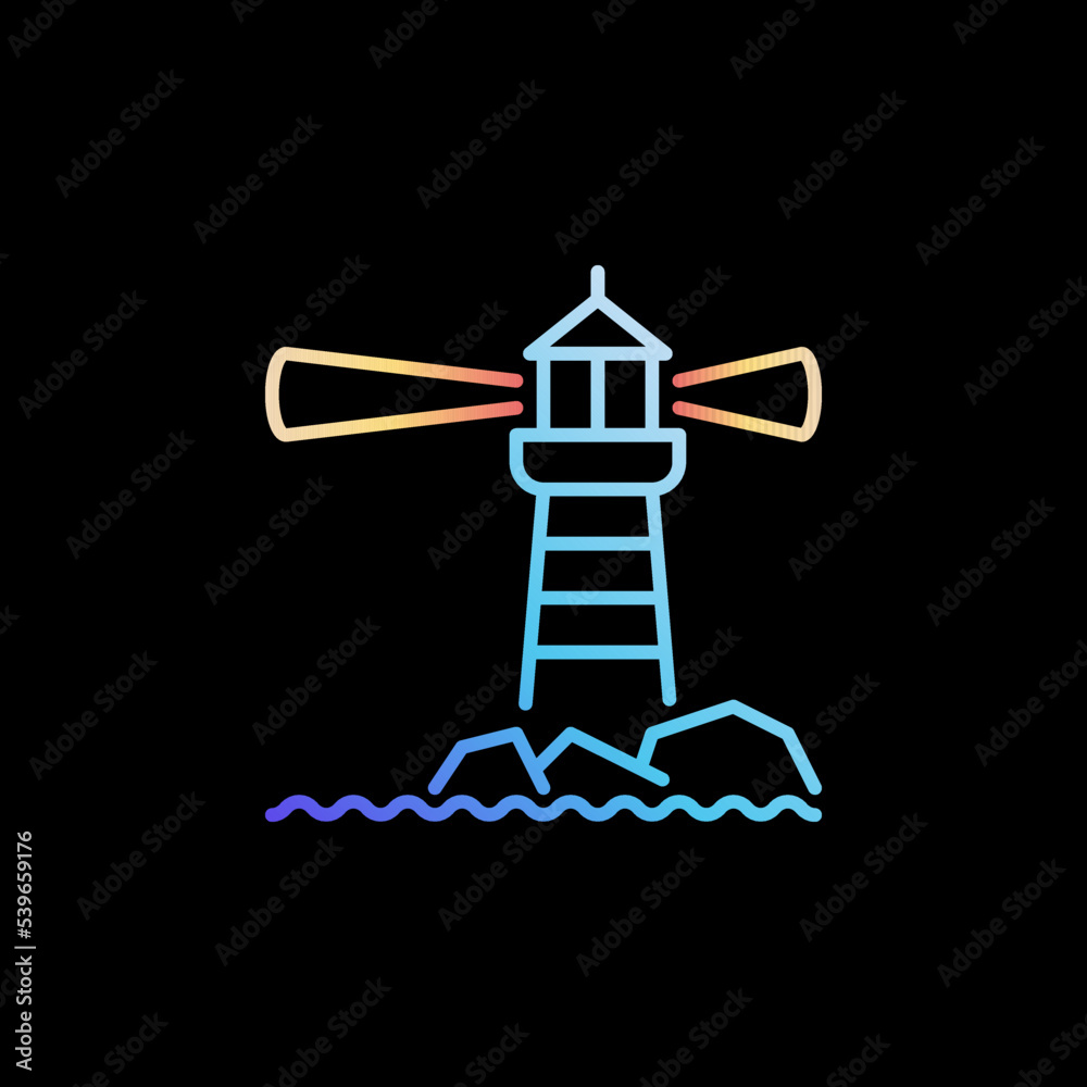 Lighthouse on Cliff vector concept colorful outline icon