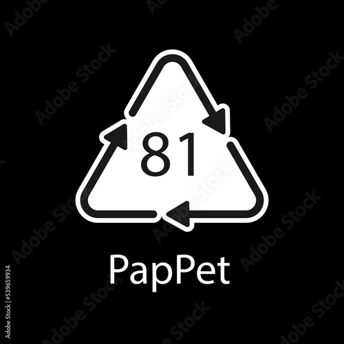 Paper (cardboard). Recycling codes 81 PapPet. Composite materials sign. Vector illustration