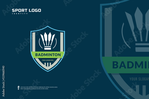 Badminton club logo, Badminton tournament emblems template. Sport team badge vector design