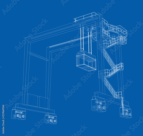 Port cargo crane. Vector