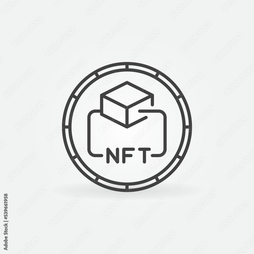 Non-Fungible Token Technology vector round line icon. NFT sign Non-Fungible Token Technology vector round line icon. NFT sign