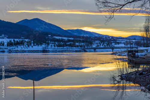 Winter landscapes at a lake